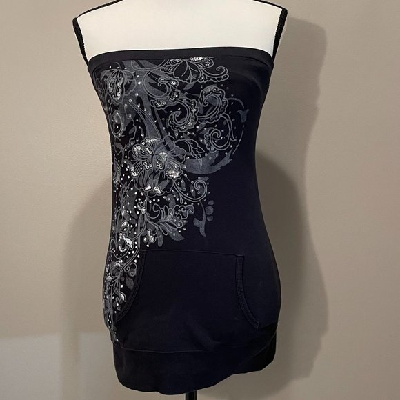 Sugar Tart Tops - Sugar Tart Womens Glitter Embellished  w/ Front Pockets Top sz M